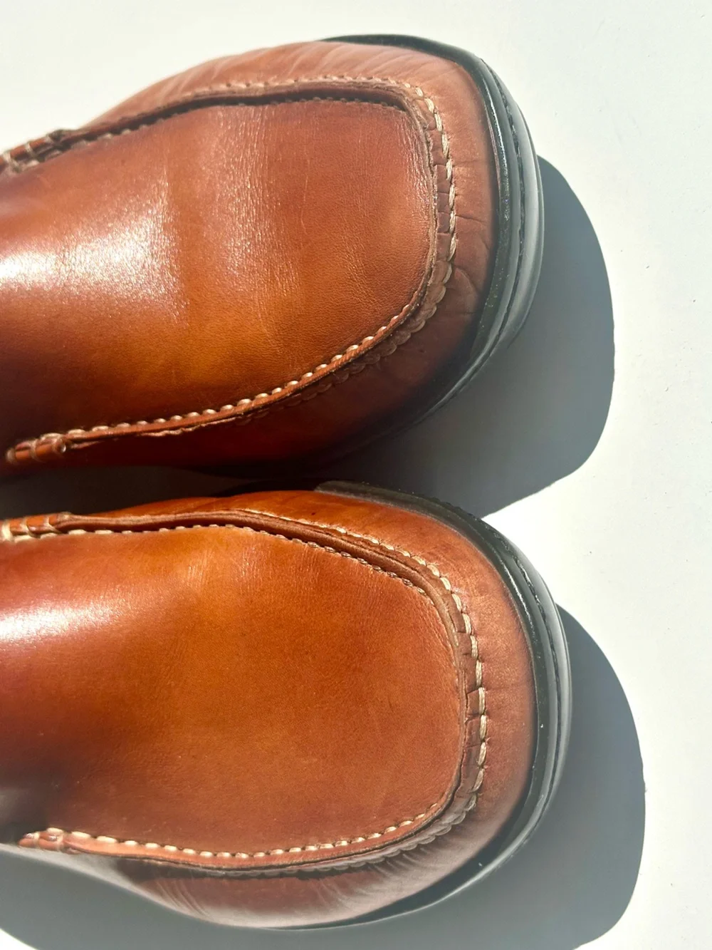 Santoni Men's Slip-On Leather Loafer in Cognac Brown, 9.5